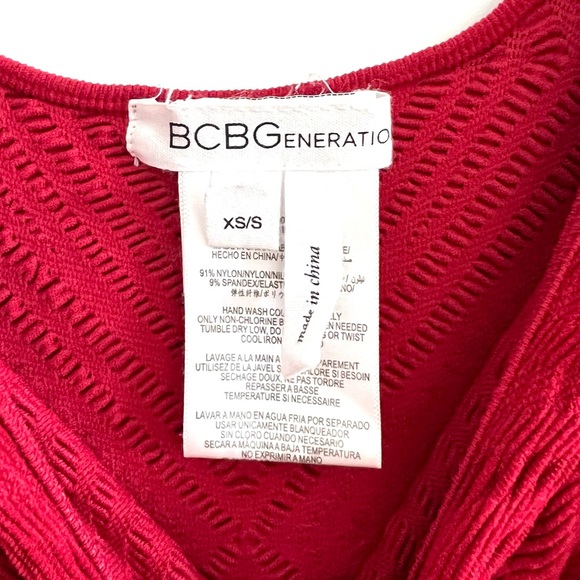 BCBG Generation Red Textured Bodycon Dress - Picture 4 of 4